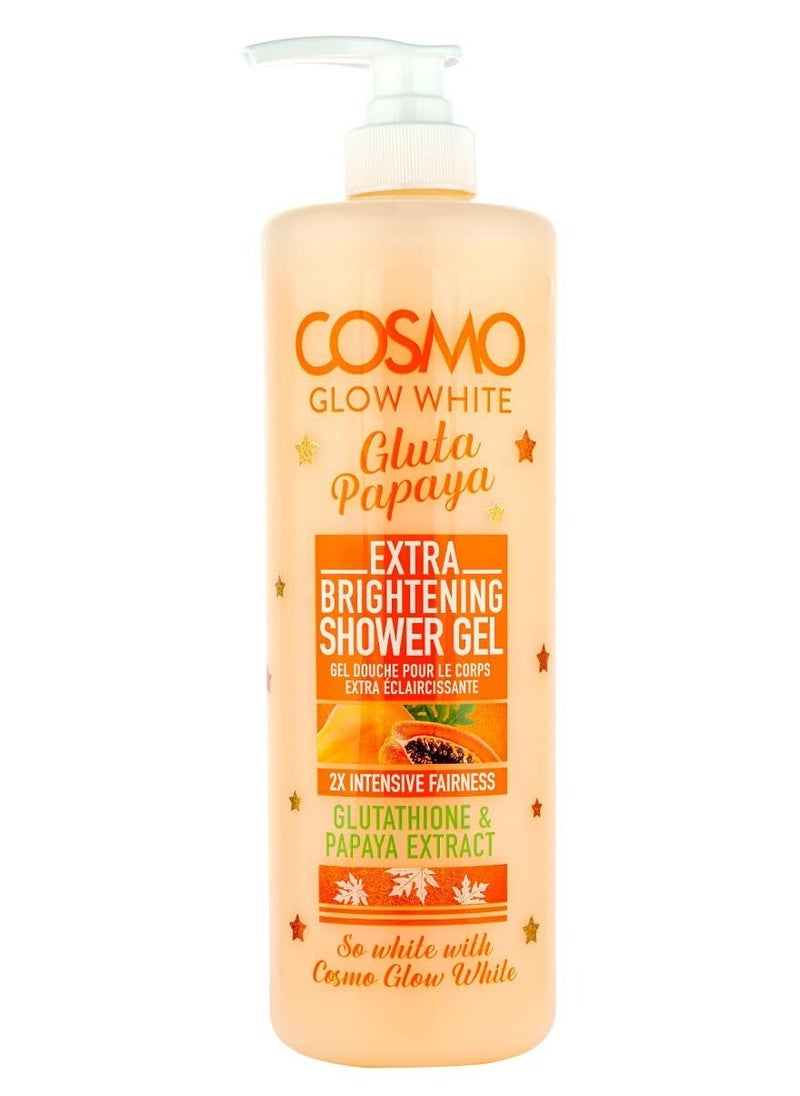 COSMO Cosmo Glow White Extra Brightening Shower Gel 1000ml, 2x Intensive Fairness, Glutathione & Papaya Extract, Gently Cleanses, Skin Care  - Image 1