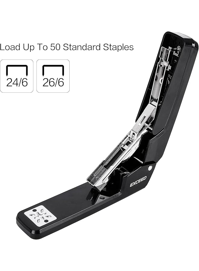 Deli Swing Arm Swivel Stapler 360 Degree Rotate Desktop Staplers 25 Sheet Capacity Includes 1000 Staples Black - Image 5