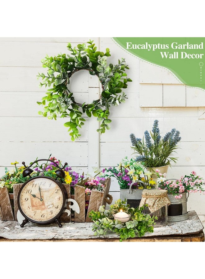 Jexine Jexine 8 Pieces Eucalyptus Candle Rings Center Candle Ring Artificial Wreath Mini Candle Wreaths for Pillars Farmhouse Wedding Party Table Home Decor  - Image 4