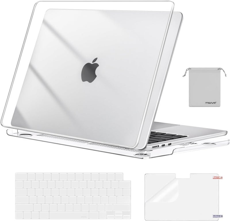 MOSISO Crystal Clear Hard Shell Case for MacBook Air 13.6 inch with Keyboard Cover, Screen Film, and Pouch - Image 1