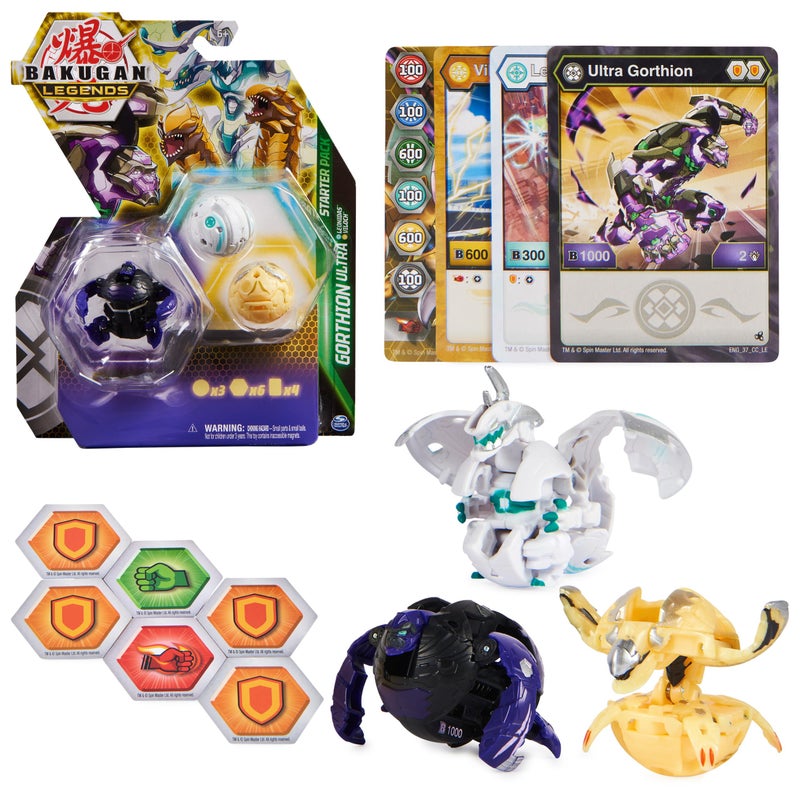 BAKUGAN Bakugan Legends Starter 3-Pack, Gorthion Ultra with Leonidas and Viloch, Collectible Action Figures, Ages 6 and Up  - Image 1