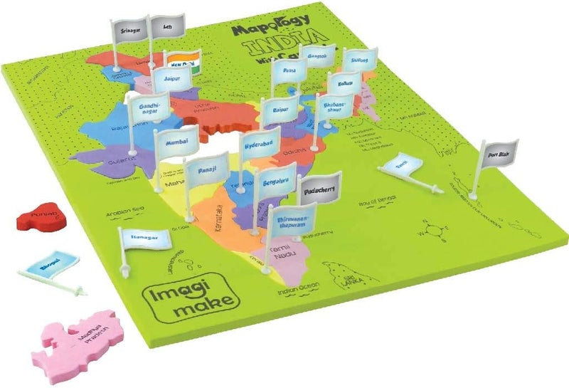 إيماجيميك Imagimake: Mapology الهند مع عواصم الولايات – تعلم الولايات الهندية مع العواصم – لغز تركيب ممتع – لعبة تعليمية للأطفال فوق 5 سنوات - Image 1