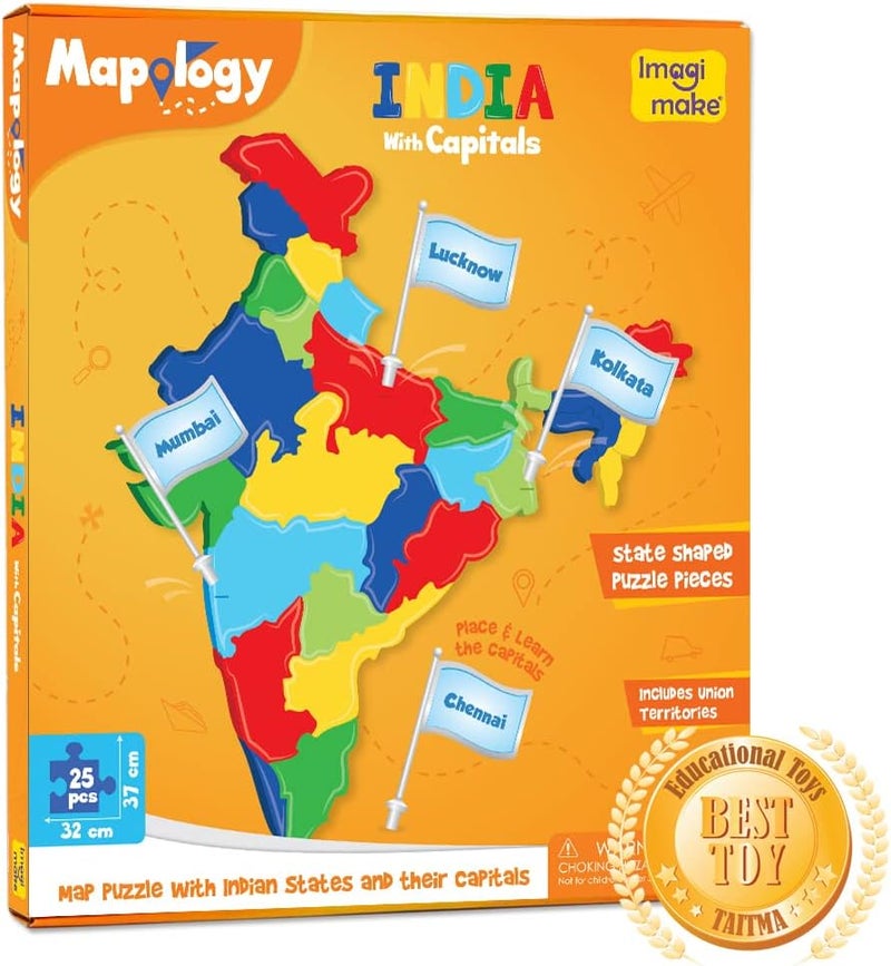 إيماجيميك Imagimake: Mapology الهند مع عواصم الولايات – تعلم الولايات الهندية مع العواصم – لغز تركيب ممتع – لعبة تعليمية للأطفال فوق 5 سنوات - Image 2