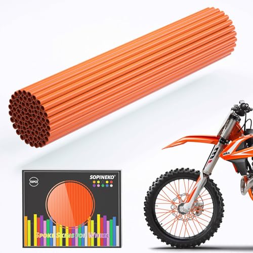 SOPINEKO 72Pcs Spoke Skins Covers Spoke Wraps Wheel Decoration for Motorcycle Bicycle Dirt Bike WheelchairOrange - Image 1