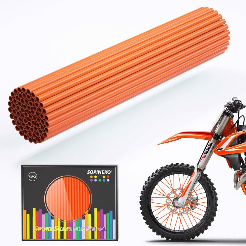 SOPINEKO 72Pcs Spoke Skins Covers Spoke Wraps Wheel Decoration for Motorcycle Bicycle Dirt Bike WheelchairOrange - Image 3