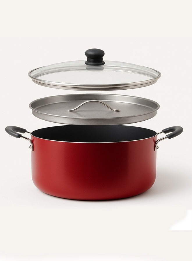 British Chef Nonstick Dum Biriyani Pot, Handi with Dum Lid,  Casserole with Glass Lid - 36CM - Image 1