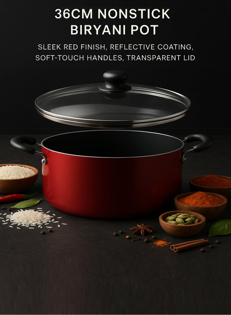 British Chef Nonstick Dum Biriyani Pot, Handi with Dum Lid,  Casserole with Glass Lid - 36CM - Image 2