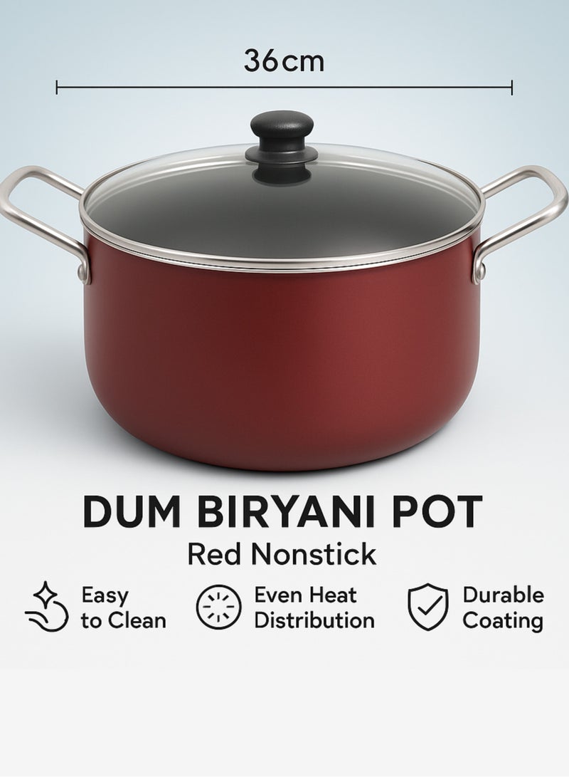 British Chef Nonstick Dum Biriyani Pot, Handi with Dum Lid,  Casserole with Glass Lid - 36CM - Image 3