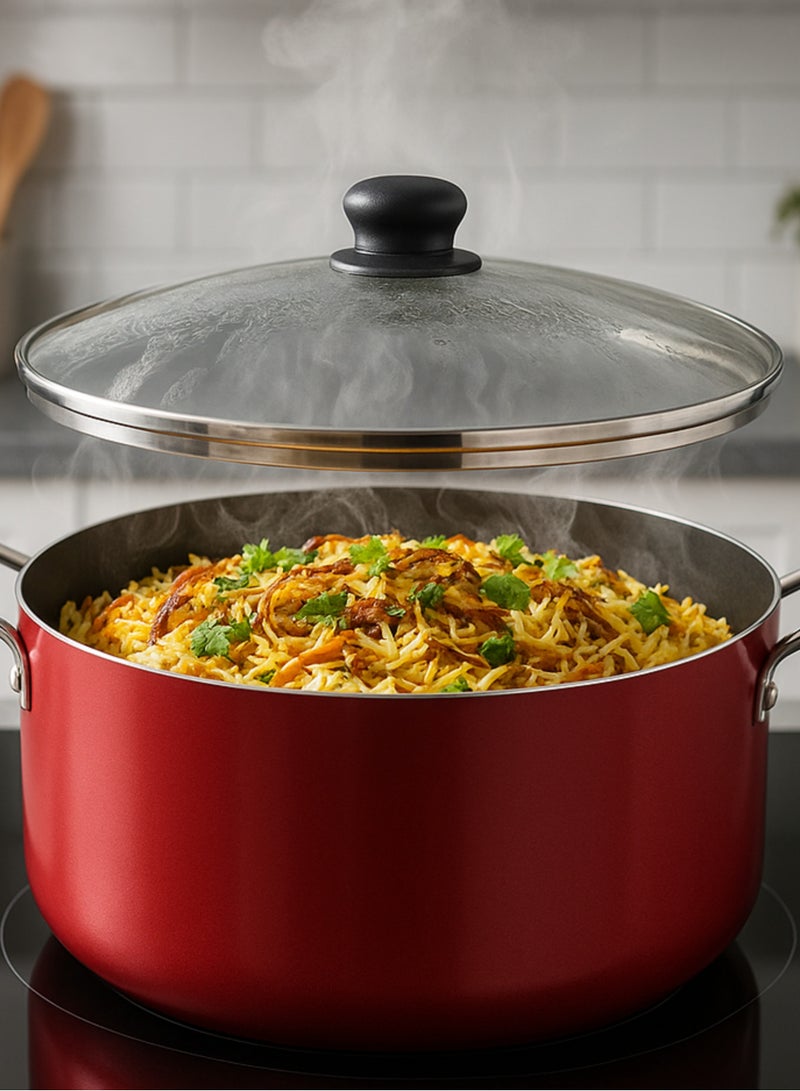 British Chef Nonstick Dum Biriyani Pot, Handi with Dum Lid,  Casserole with Glass Lid - 36CM - Image 4