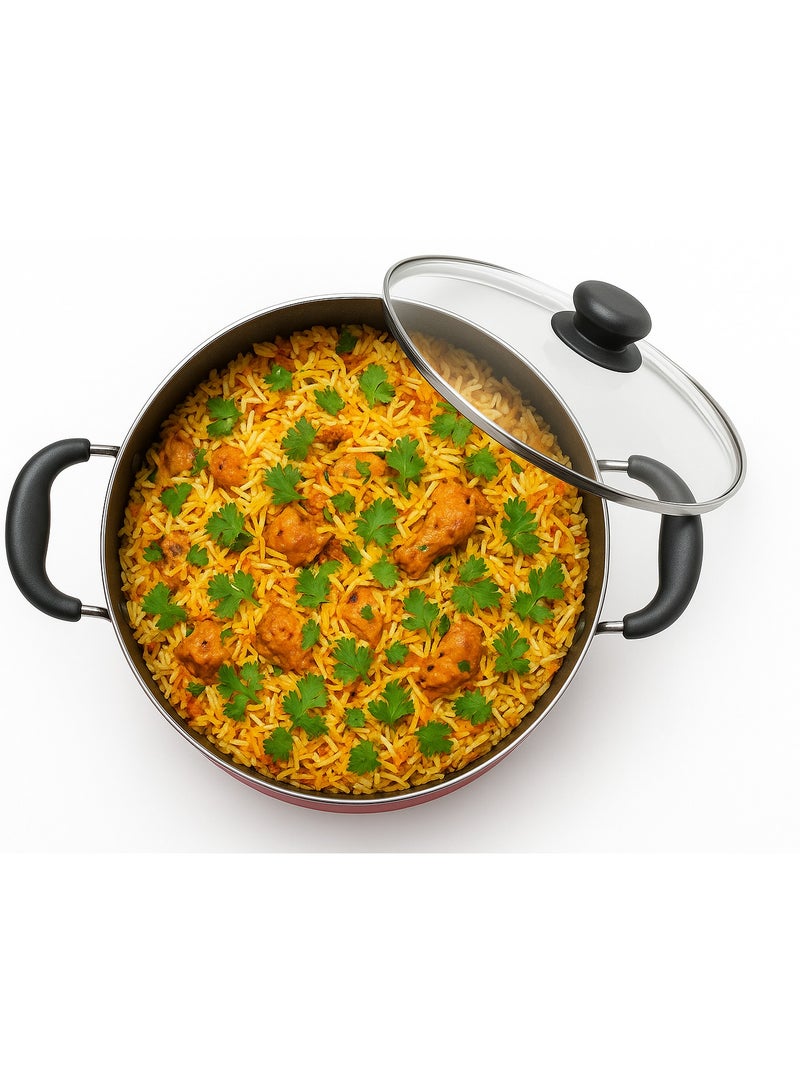 British Chef Nonstick Dum Biriyani Pot, Handi with Dum Lid,  Casserole with Glass Lid - 36CM - Image 5