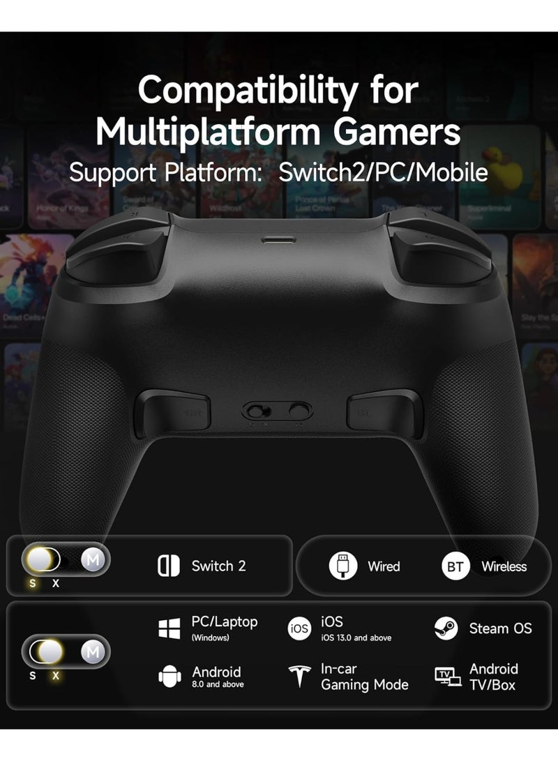 EasySMX Classic Gamepad EasySMX S10 Lite Wireless Gaming Controller for Switch/Switch 2, PC, Android, iOS with Drift-Free Hall Effect Joysticks with Longer Lasting Glide Tech for Silky Control, One-Key Wake-Up, Voice Chat, 9-Axis Motion, 2 Back Buttons, Great for Kids, Casual & Serious Gamers, Ergonomic Anti-Slip Grip, 1000mAh Battery Play 22hours - Image 4