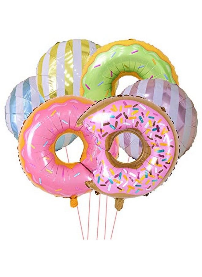 Generic - 6Pcs Big Donut Foil Balloons Large Mylar Doughnut Balloons For Kids Birthday Party Wedding Decoration Baby Shower Donut Time - Image 1