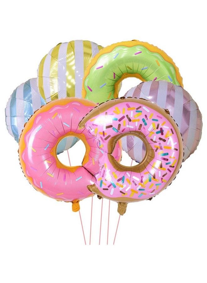 Generic - 6Pcs Big Donut Foil Balloons Large Mylar Doughnut Balloons For Kids Birthday Party Wedding Decoration Baby Shower Donut Time - Image 1