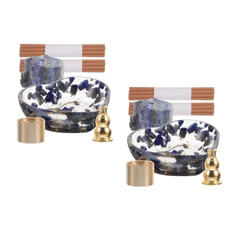 2 Sets Incense Burner: Elegant Natural Crystal Holder for Yoga Home Decor - Removable collectors for Incense Sticks and Smudging - Image 1