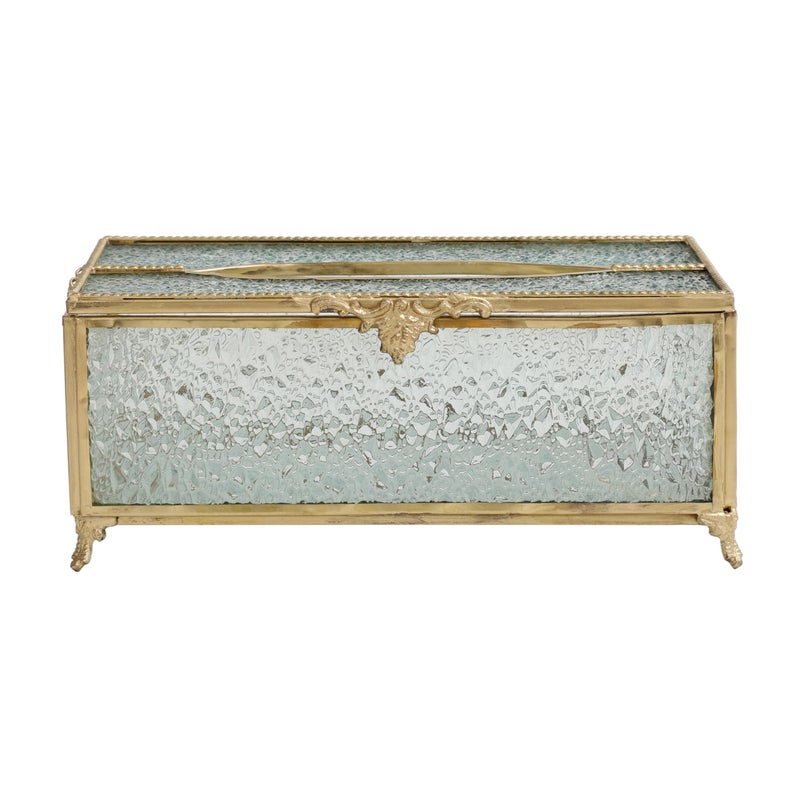 Decor de Maison Brings Gleaming Crackle Napkin Box Tissue Box Cover|Glass Napkin Holder |Dispenser | Facial Tissue Box for Bathroom,Home,Car,Office,Restaurant,Kitchen,Dining - 24X13X10(Gold) - Image 2
