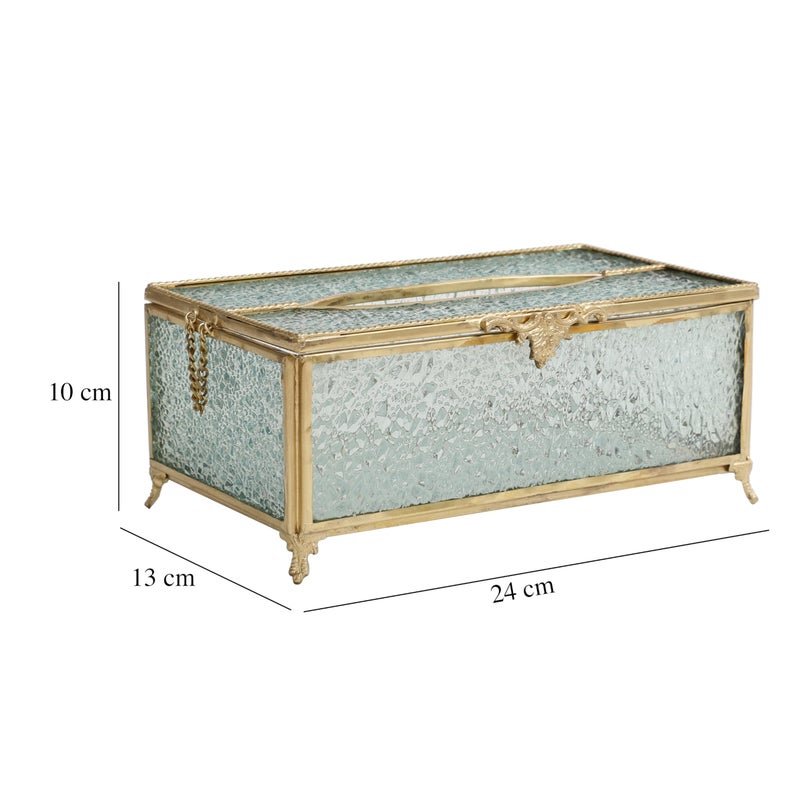 Decor de Maison Brings Gleaming Crackle Napkin Box Tissue Box Cover|Glass Napkin Holder |Dispenser | Facial Tissue Box for Bathroom,Home,Car,Office,Restaurant,Kitchen,Dining - 24X13X10(Gold) - Image 3