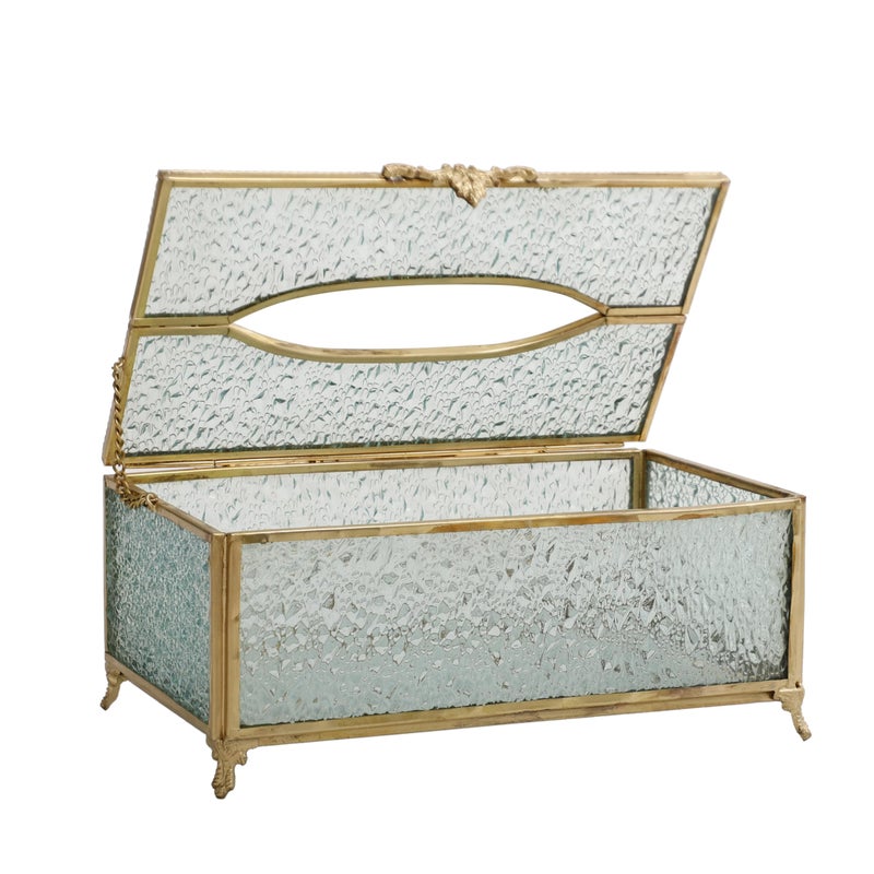 Decor de Maison Brings Gleaming Crackle Napkin Box Tissue Box Cover|Glass Napkin Holder |Dispenser | Facial Tissue Box for Bathroom,Home,Car,Office,Restaurant,Kitchen,Dining - 24X13X10(Gold) - Image 4