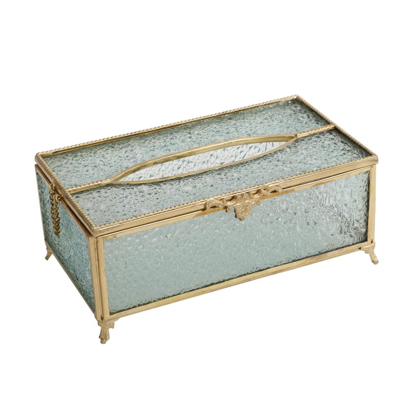 Decor de Maison Brings Gleaming Crackle Napkin Box Tissue Box Cover|Glass Napkin Holder |Dispenser | Facial Tissue Box for Bathroom,Home,Car,Office,Restaurant,Kitchen,Dining - 24X13X10(Gold) - Image 5