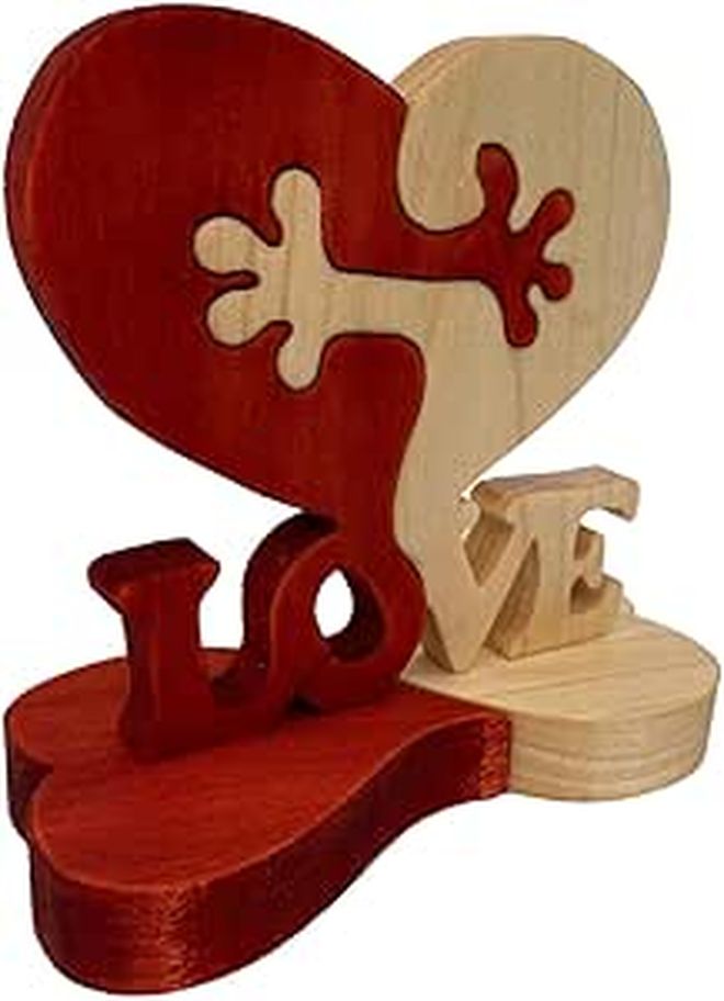 Wooden Heart Ornament Valentines Day Gift Love Letter Board Home Decor - Image 1