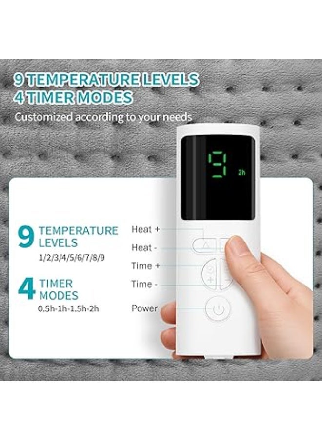 سكاي تاتش سكاي-تاتش وسادة تدفئة كهربائية للخصر والجسم، وحدة تحكم LCD، 9 مستويات حرارة، 4 اعدادات للمؤقت، ملمس ناعم، تسخين سريع، قابلة للغسل في الغسالة - 60 × 31 سم، مثالية للظهر والبطن والساقين والمزيد - Image 5