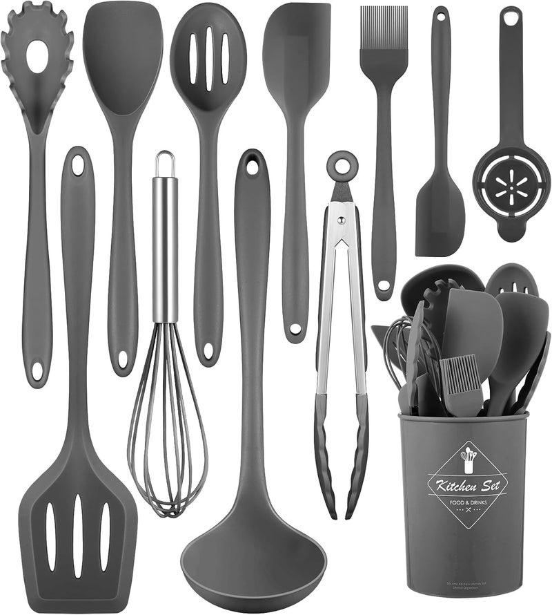Pranski Kitchen Utensils Set-12 Pieces Silicone Cooking Utensils Set (Dishwasher Safe) 392°F Heat Resistant Spatula Set, Nonstick Cookware - Image 1