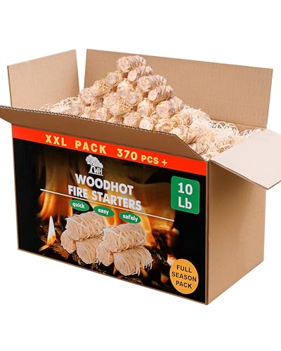 WH 370 قطعة من مشعل النار الطبيعي لمدفأة داخلية - صندوق كبير 10 رطل - مشعلات فحم طويلة الاحتراق - مشعلات خالية من الرائحة لمدفأة الخشب، المدخنة، نيران المخيم والشواء - اشتعال سريع - Image 1