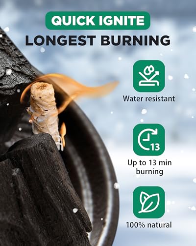 WH 370 قطعة من مشعل النار الطبيعي لمدفأة داخلية - صندوق كبير 10 رطل - مشعلات فحم طويلة الاحتراق - مشعلات خالية من الرائحة لمدفأة الخشب، المدخنة، نيران المخيم والشواء - اشتعال سريع - Image 2