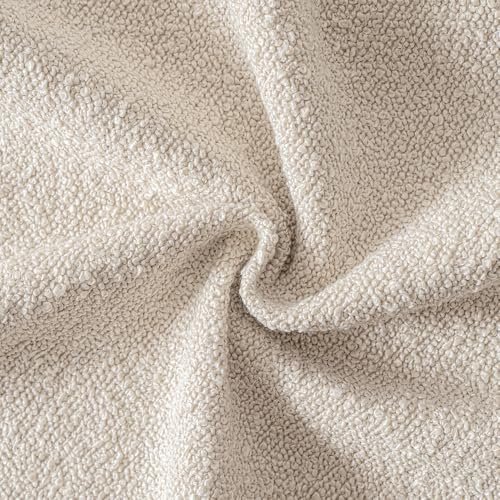 MIULEE 22x22 Inch Decorative Euro Sham Pillow Covers for Couch Bed Set of 2 Textured Boucle Neutral Throw Pillow Covers Natural Beige Ivory Accent Solid Pillowcase Sofa Living Room Home Decor - Image 3