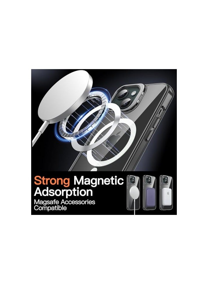 JETech Kickstand Case for iPhone 15 Plus 6.7-Inch Compatible with MagSafe, Built-in Camera Ring Stand, Shockproof Phone Bumper Cover, Magnetic Anti-Scratch Clear Back (Black) - Image 5