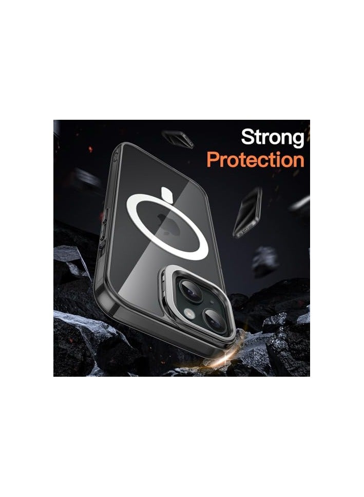JETech Kickstand Case for iPhone 15 Plus 6.7-Inch Compatible with MagSafe, Built-in Camera Ring Stand, Shockproof Phone Bumper Cover, Magnetic Anti-Scratch Clear Back (Black) - Image 4