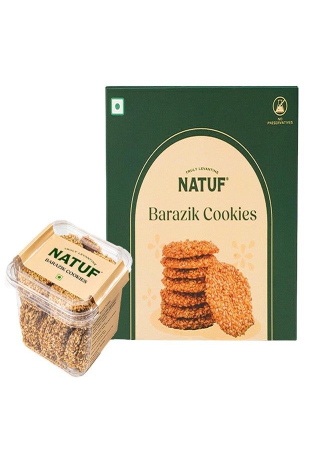 NATUF Crunchy Sesame & Pistachio Cookies | Authentic Middle Eastern Barazik Cookies | Perfect Tea Snack, Ghee-Free Healthy Sesame Cookies, No Preservatives, Handmade, Gourmet Biscuits -250gm - Image 3