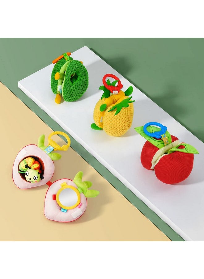 Jollybaby - Jollybaby Newborn Plush Stuffed Fruit Rattle Toy for Stroller Car Seat Crib, Montessori Sensory Plush Strawberry Toy with Rattle and Mirro Toy for Baby 0-6-12 Month, Infant Baby Boy Girl Shower Gift - Image 1