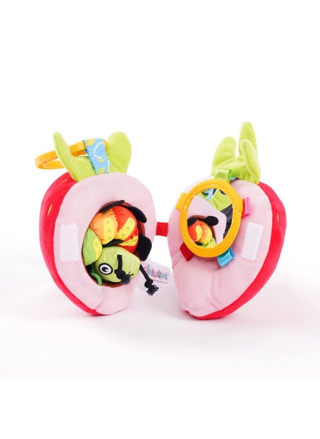 Jollybaby - Jollybaby Newborn Plush Stuffed Fruit Rattle Toy for Stroller Car Seat Crib, Montessori Sensory Plush Strawberry Toy with Rattle and Mirro Toy for Baby 0-6-12 Month, Infant Baby Boy Girl Shower Gift - Image 1