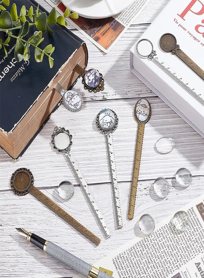NBEADS 36 Pcs Antique Bronze Bookmark Pendant Tray Kit, Including 16 Pcs Ruler Bookmark Cabochon Settings 20 Pcs Clear Glass Cabochons for Reading Gift Crafting DIY Bookmark - Image 5