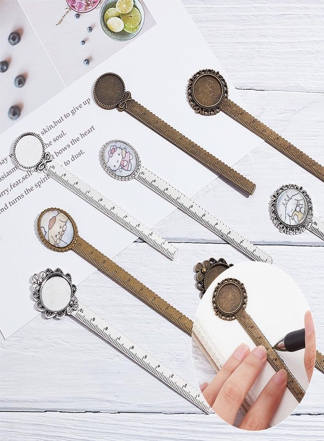 NBEADS 36 Pcs Antique Bronze Bookmark Pendant Tray Kit, Including 16 Pcs Ruler Bookmark Cabochon Settings 20 Pcs Clear Glass Cabochons for Reading Gift Crafting DIY Bookmark - Image 4
