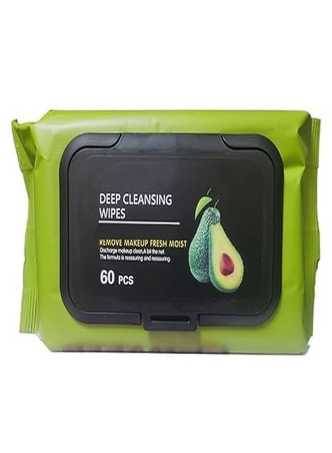 YAVRIXZ Deep Cleaning Makeup Remover Wipes Cleansing Face Wipes Daily Cleansing Facial Avocado Lazy Face Cleanser Makeup Remover (1 Pack -60 Pcs Wipes) - Image 1