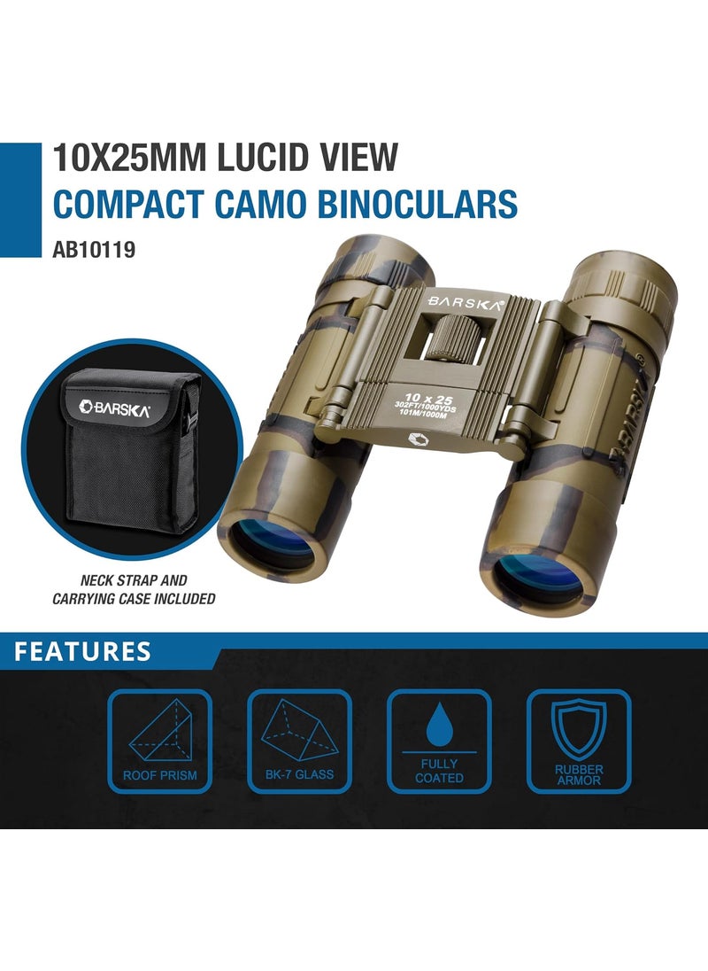 BARSKA Barska Lucid View 10x25 Camo Compact Binoculars for Outdoor Travel Hunting Hiking Events  - Image 2