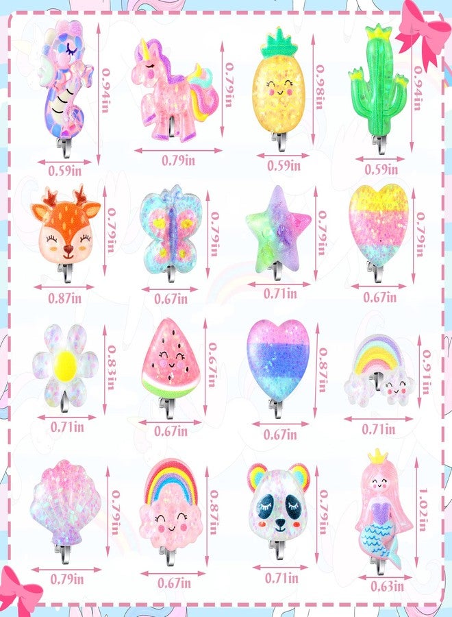 Bonuci 16 Pairs Kids Clip on Earrings for Girls Cute Unicorn Mermaid Non Pierced Clip on Earrings for Kid Little Girl(Cute Style) - Image 3