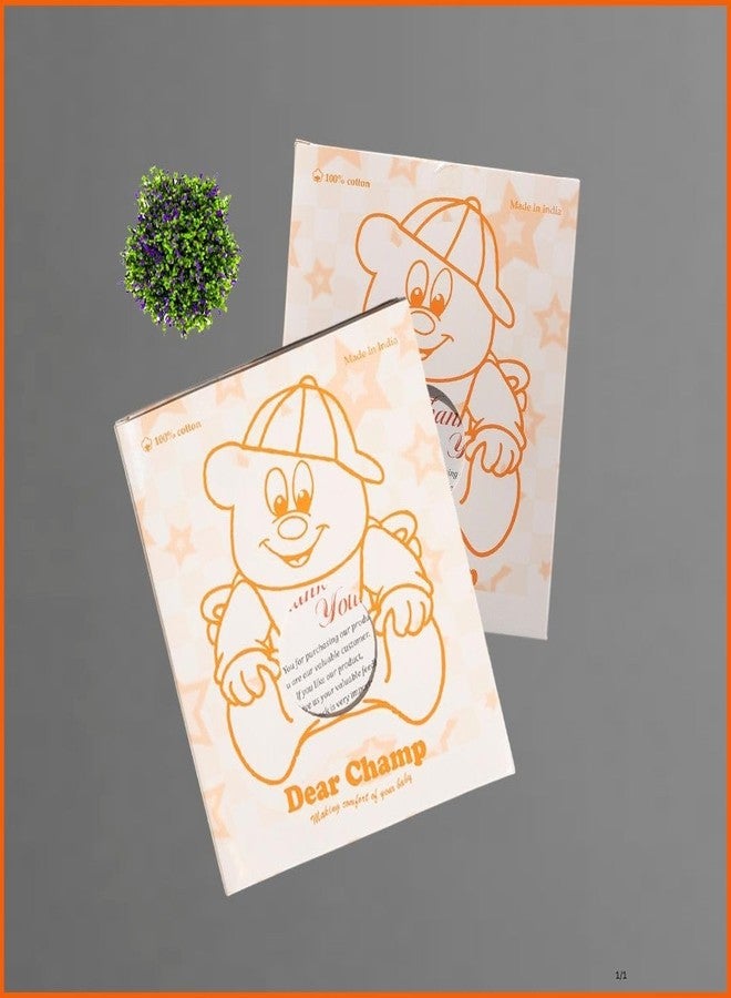 DearChamp دير تشامب ملابس أطفال حديثي الولادة من القطن العضوي النقي المطبوع من الموسلين/الصدرية/القماش والحفاضات/اللانجوت (عبوة من قطعتين) (9-12 شهرًا) - Image 5