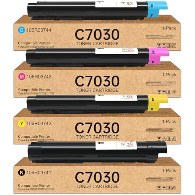 C7020/C7025/C7030 HIGH CAPACITY TONER CARTRIDGE 4-COLOR COMPATIBLE XEROX 106R03741 106R03742 106R03743 106R03744 TONER REPLACEMENT FOR VERSALINK C7020 C7025 C7030 PRINTER(BLACK, CYAN, MAGENTA, YELLOW) - Image 1