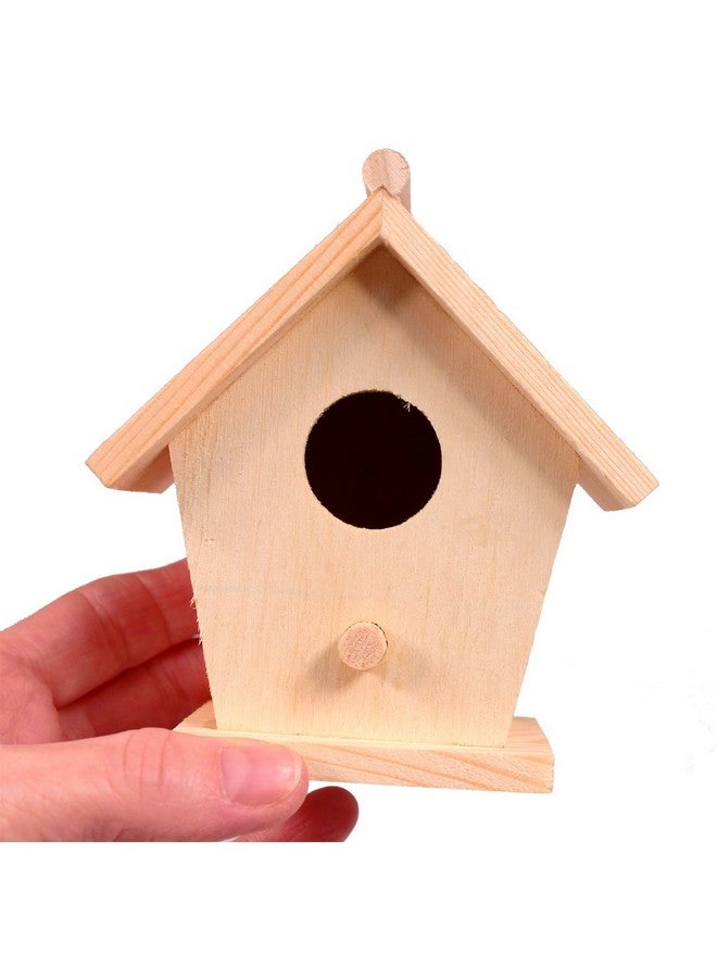 Creative Hobbies ® Mini 4 Inch Tall Birdhouse Set Of 4 Styles Small Unfinished Wood Ready To Paint Or Decorate - Image 2
