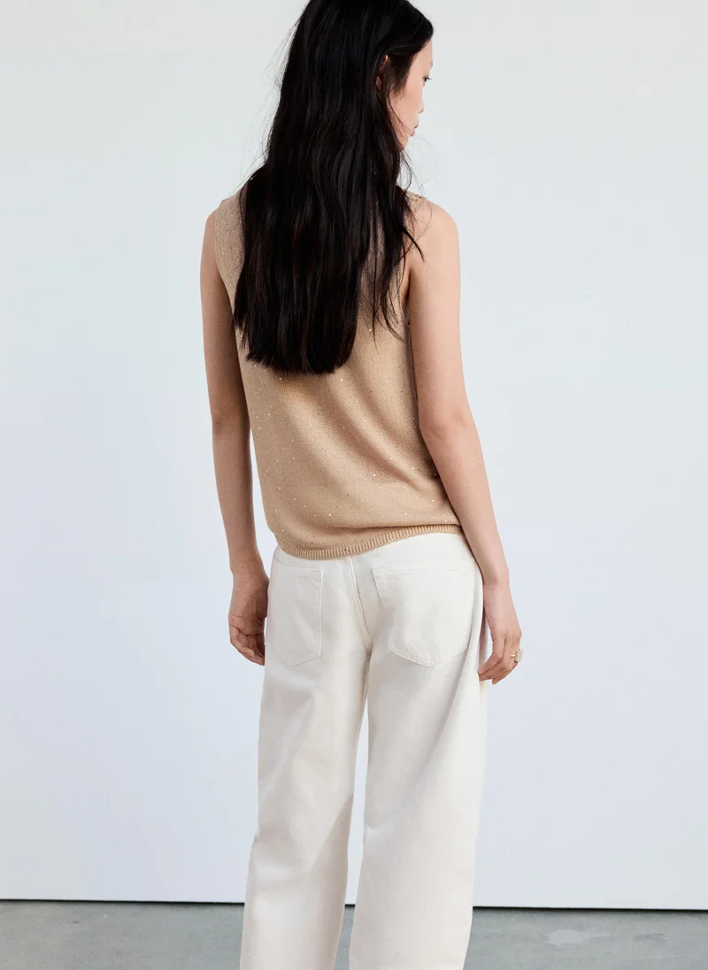Mango 07-ARENA Knitted Top With Sequin Detail for Women | Best Price UAE