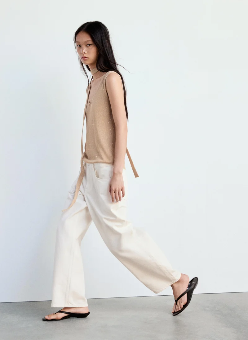 Mango 07-ARENA Knitted Top With Sequin Detail for Women | Best Price UAE