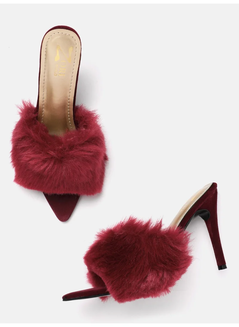 ZORIWORLD Maroon Panther Maroon Heels for Women Faux Fur High Heels, Vegan, Cruelty-Free for Women | Best Price UAE