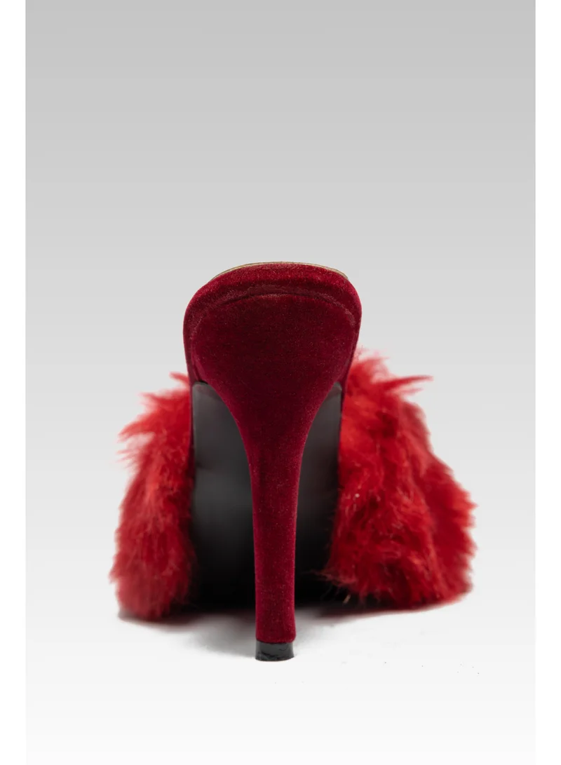 ZORIWORLD Maroon Panther Maroon Heels for Women Faux Fur High Heels, Vegan, Cruelty-Free for Women | Best Price UAE