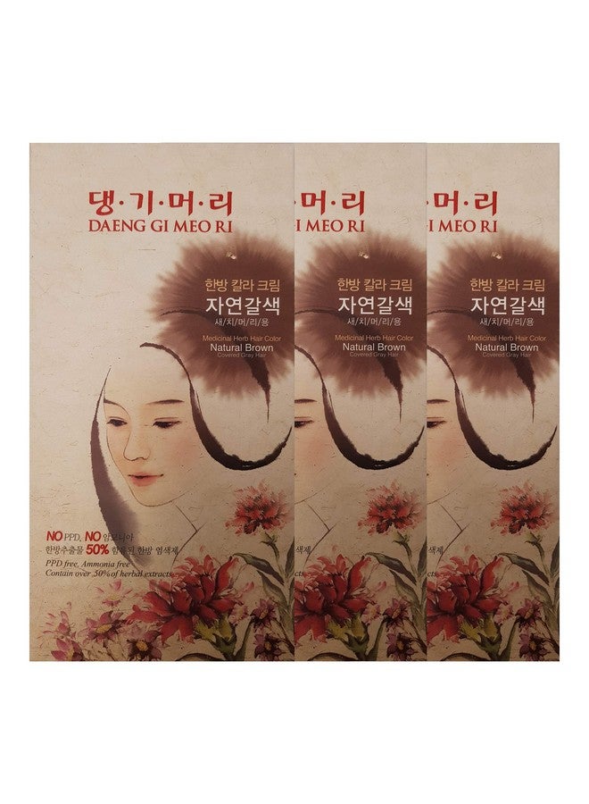 Doori Daeng Gi Meo Ri Medicinal Herb Hair Color To Cover Gray Hair (Natural Brown) (3 Pack) - Image 2