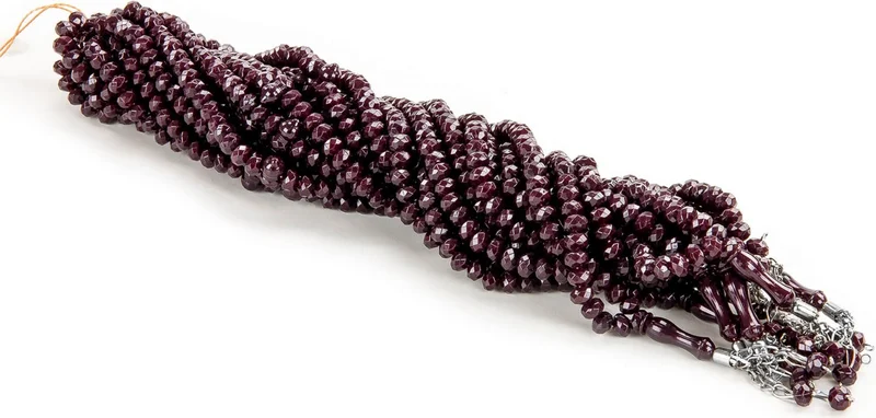 İhvan Ihvan Crystal Appearance 99 Piece Prayer Beads Mevlüt Hajj Umrah Gift 10 Pieces of Plum