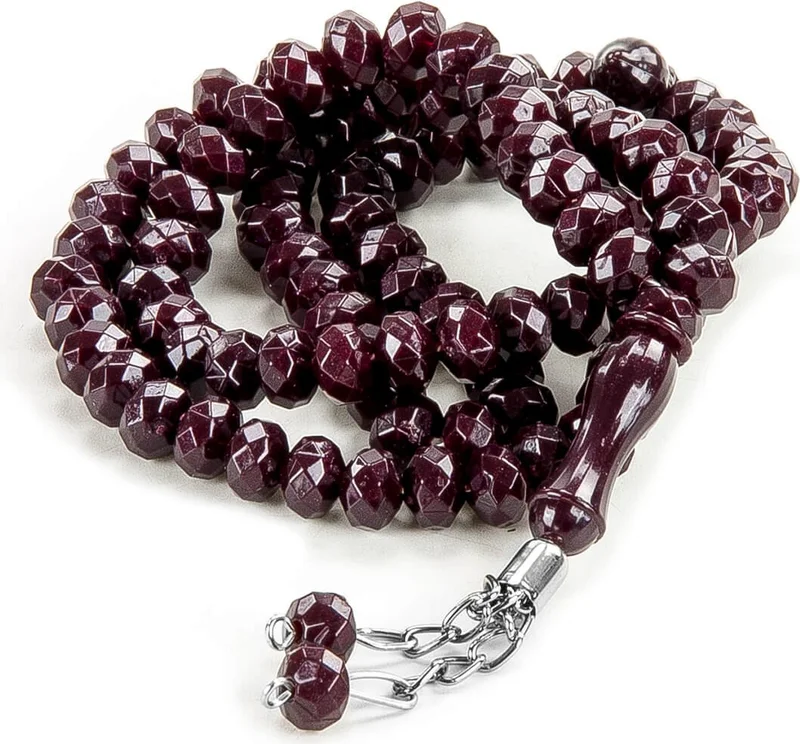 İhvan Ihvan Crystal Appearance 99 Piece Prayer Beads Mevlüt Hajj Umrah Gift 10 Pieces of Plum