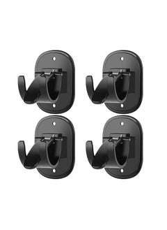Self Adhesive Curtain Rod Bracket, 4 Count Universal Plastic Curtain Rod Holders, Can be Drilled or Self-Adhesive, Curtain Rod Hooks for Bathroom, Bedroom, Livingroom, Kitchen, Black