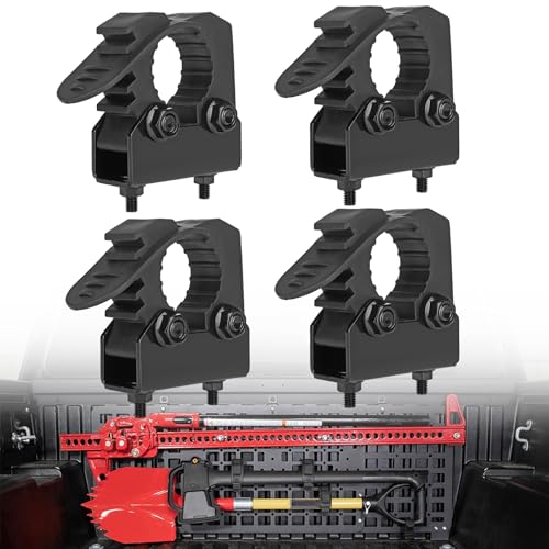 ADTOPI 4 Pack Molle Panel Clamps Universal Truck Bed Mounts Fit 1-3/16’’ to 1-9/16’’ in diameter Tools Quick-Release Shovel Holder Molle Mount for Off-Road Vehicles Trucks Pickups UTV ATV, Black - Image 1